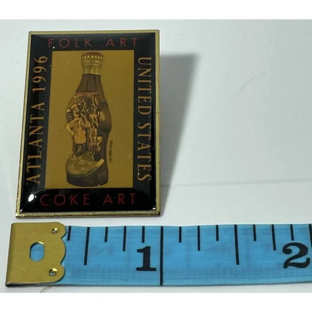 VTG NEW Coca Cola Atlanta Coke Folk Art United‎ States Lapel Hat Pin Back 1996